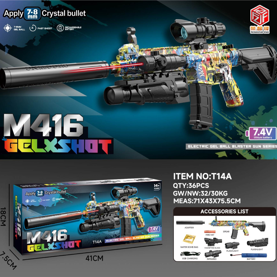 Pistola Hidrogel M416 Linterna Y Laser