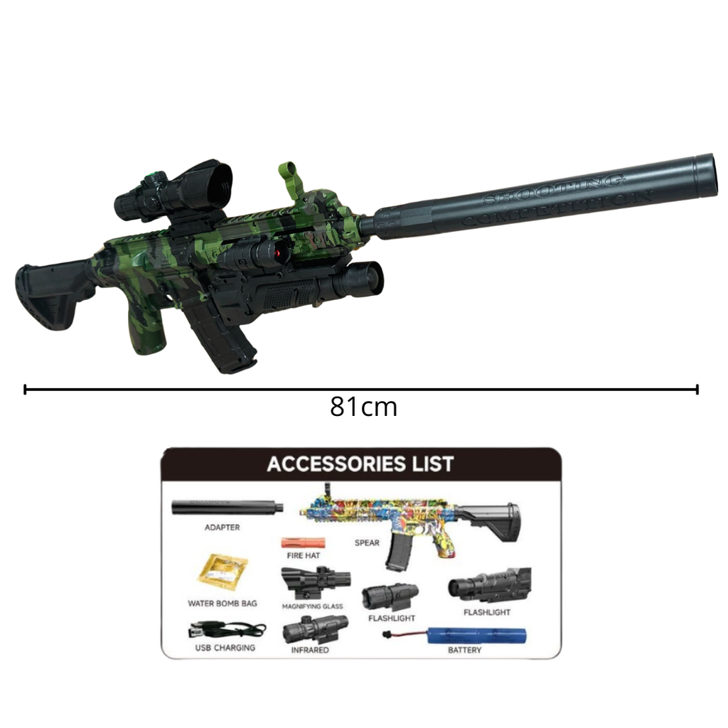 Pistola Hidrogel M416 Linterna Y Laser